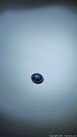 Oval cabochon cut natural blue star sapphire with visible six-ray star effect on surface.