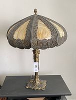 Full view of lamp showing shade, column and base