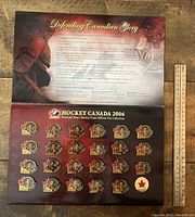 Full open view of the display booklet showing all 24 player pins and one team emblem pin in arranged slots with player images and names below each pin.