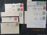Seven vintage Canadian postal covers with early 20th-century Canadian stamps and visible postmarks from 1916 and 1917