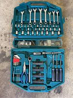 Full overview of the tool kit open showing top and bottom compartments with all included tools in place.