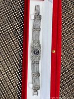 Full view of wristwatch in presentation box