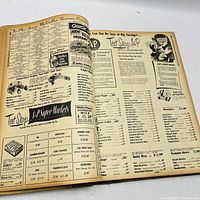 View of an open page displaying advertisements and text from the Boston Evening American newspaper dated January 1951.