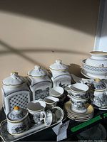 Overview of partial set arranged on cart