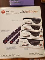 Box of GBC ProComb QuickStep black matte textured binding spines, 5/8 inch size, letter size 19 ring.