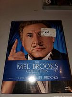 Front cover of the Mel Brooks Collection Blu-ray box set featuring a large image of Mel Brooks.