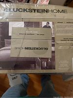 Gluckstein Home packaging showing double/queen duvet cover, Steel color, 100% cotton, 350 thread count