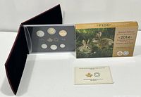 Full view of the 2014 Canadian 6 coin specimen set including display case, special edition box, and certificate.