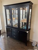 Front and side view of the complete buffet and hutch set.