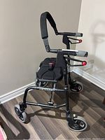 Side view showing padded seat, foam grips and foldable design.