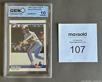 Front of the 1984 Fleer Update Pete Rose baseball card in protective graded case