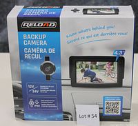 Front face of box showing product branding, 4.3 inch display, 12V-24V compatibility, and waterproof camera IP68.