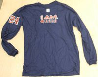 Blue long sleeve I AM CANADIAN shirt with number 24 on sleeve, size XL