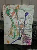Full view of the abstract acrylic painting showing the overall composition and artist signature.