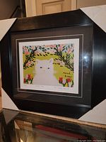Front view of framed art with protective corner guards