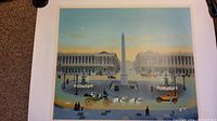 Front view of the lithograph showing Place de la Concorde cityscape artwork signed by Michel Delacroix.