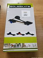 Photo of the Sole Skate 3 Wheel Skateboard box showing the product design and color wheel options