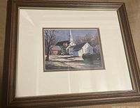 Overall view of the framed print showing the artwork, mat, and frame.