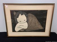 Full front view of framed print showing mat, frame and artwork