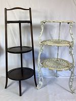 Photo of both shelving units side by side showing their height and design differences.