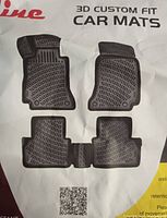 Packaging showing 3D custom fit car mats with diagram of mat shapes.