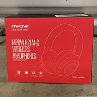 Front of the red box for Mpow H21 ANC wireless headphones showing brand, model, and features.