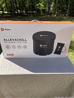 Photo of box for Life Pro AllevaChill Recovery Ice Tub showing product image and branding.