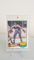 Front of Mark Messier rookie card showing player in Edmonton Oilers uniform