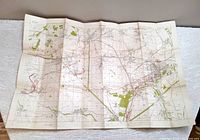Full view of folded WW1 trench map spread out, showing geographic and trench details.