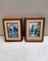 Two framed paintings by James Keirstead from 1980 showing the artworks side by side, each with gold-trimmed frames and beige mats.