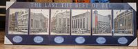 Plaque titled 'The Last The Best Of All' with detailed illustrations of six NHL arenas showing building exteriors.