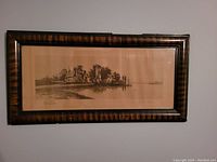 Full view of framed Alfred Hopkins lithograph, showing the sepia-tone panoramic print in a decorative wooden frame.