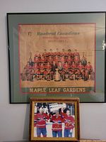 Full view of the large framed 1952-1953 Montreal Canadiens Stanley Cup team photo with a smaller framed photo below it.