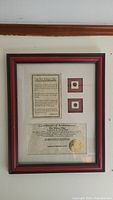 Full framed display showing the two ancient coins, certificate, and biblical passage.