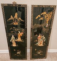 Full view of the two wall hangings side by side showing overall design and size.