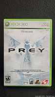 Front cover of the Xbox 360 Prey game case showing title and artwork.