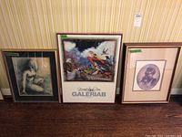 View of all three framed art pieces together showing sizes and framing