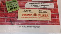Poster showing Saturday, Feb 3, 1990 date and event timing for world championship fights at Trump Plaza Hotel and Casino, Atlantic City.