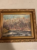 Overall view of framed oil painting showing full composition and frame