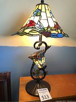 Full front view of lamp with both shades lit
