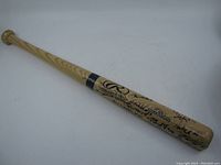 Full view of the Rawlings Adirondack Pro mini bat with signatures along the barrel.