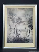 Framed full view of the vintage Arthur Rackham print 'Fairy Dancing on Spider's Web' showing the entire artwork and silver-gilt frame.