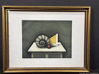 Framed still life print showing entire artwork with gilt frame