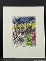 Full view of original Marc Chagall lithograph matted with acid-free mat, showcasing colorful abstract figures and animals in line-work and color washes.