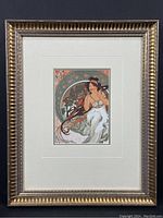 Full view of the framed print showing the entire artwork and the vintage gilt frame.