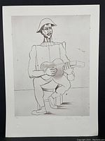 Full front view of the lithograph print mounted on black background, showing image and margins.