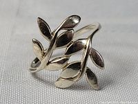 Front angled view of the sterling silver ivy vine ring showing detailed intertwined leaf design.