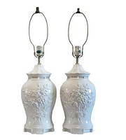 Frontal view of both lamps side by side showing overall shape and matching design