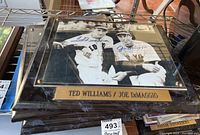 Ted Williams and Joe DiMaggio black marble-style plaque showing dual signatures