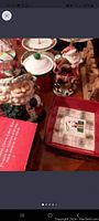 Photo includes Santa Claus ceramic figurine with musical instrument and ceramic soap dispenser with holiday design.